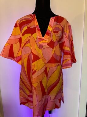 Alden Adair Abstract Print Tunic Top Size Small